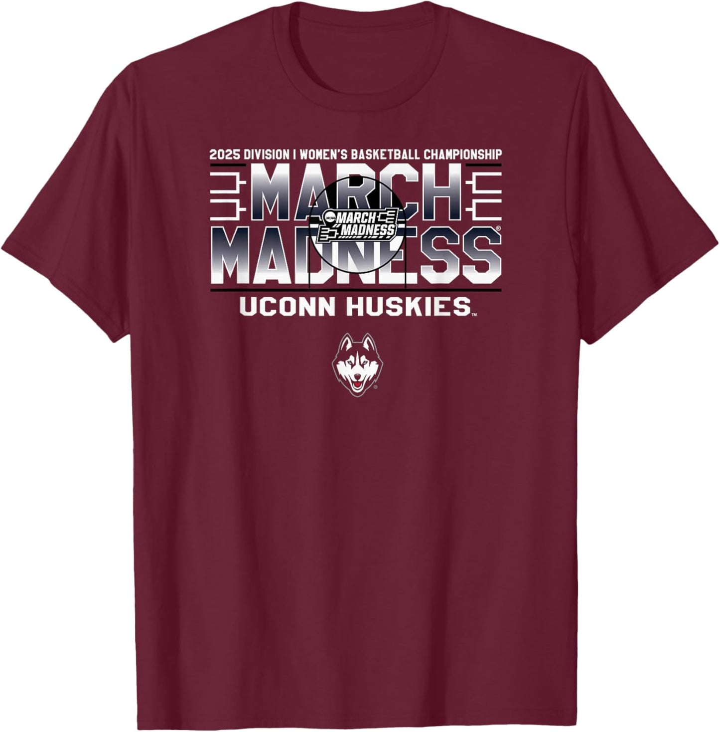 Connecticut Huskies March Madness 2025 Women's Basketball T-Shirt - T-Shirt | Maroon