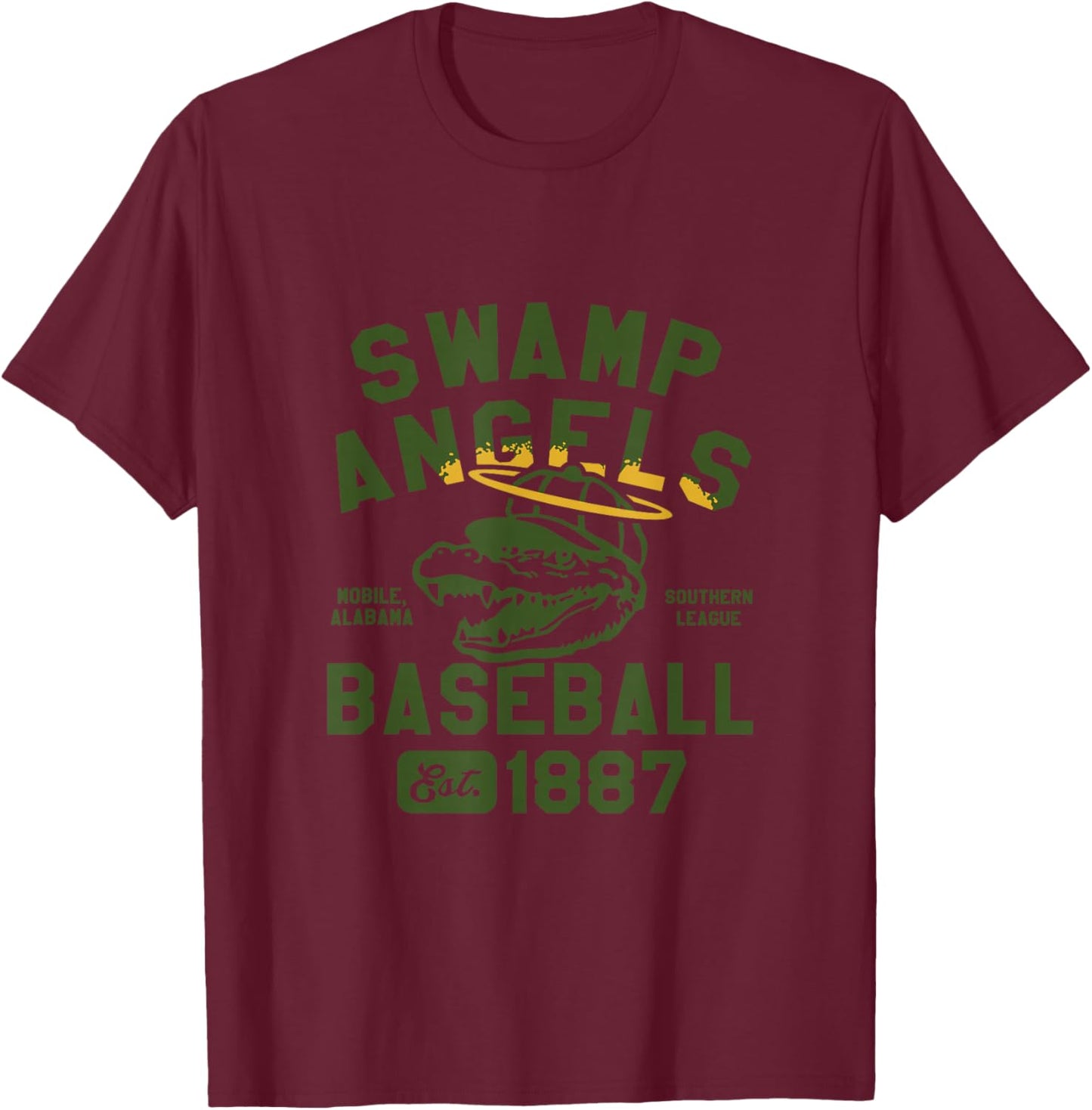 Mobile Swamp Angels Alabama Vintage Defunct Baseball T-Shirt - T-Shirt | Maroon