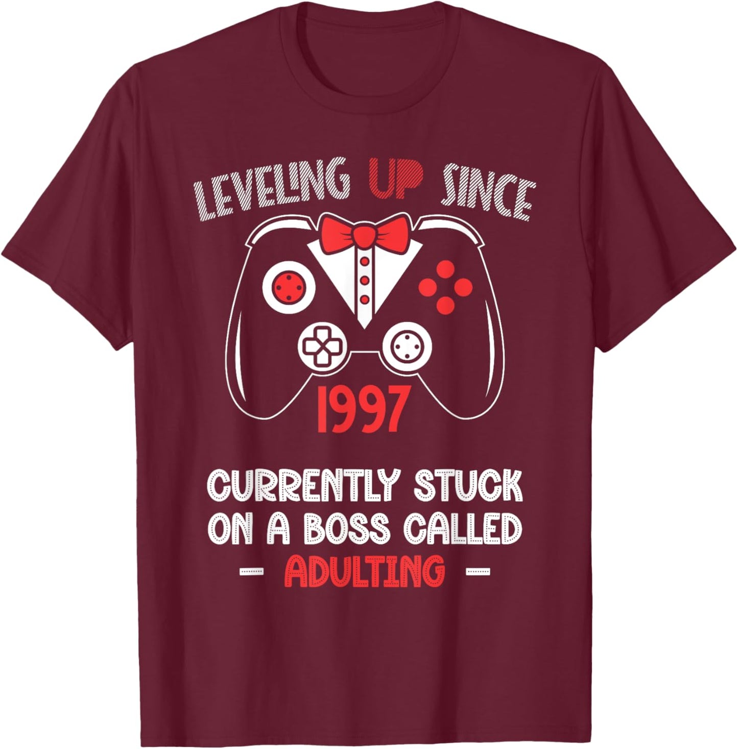 1997 Gaming 27th Birthday Gift 27 Years Old Gamer T-Shirt - T-Shirt | Maroon