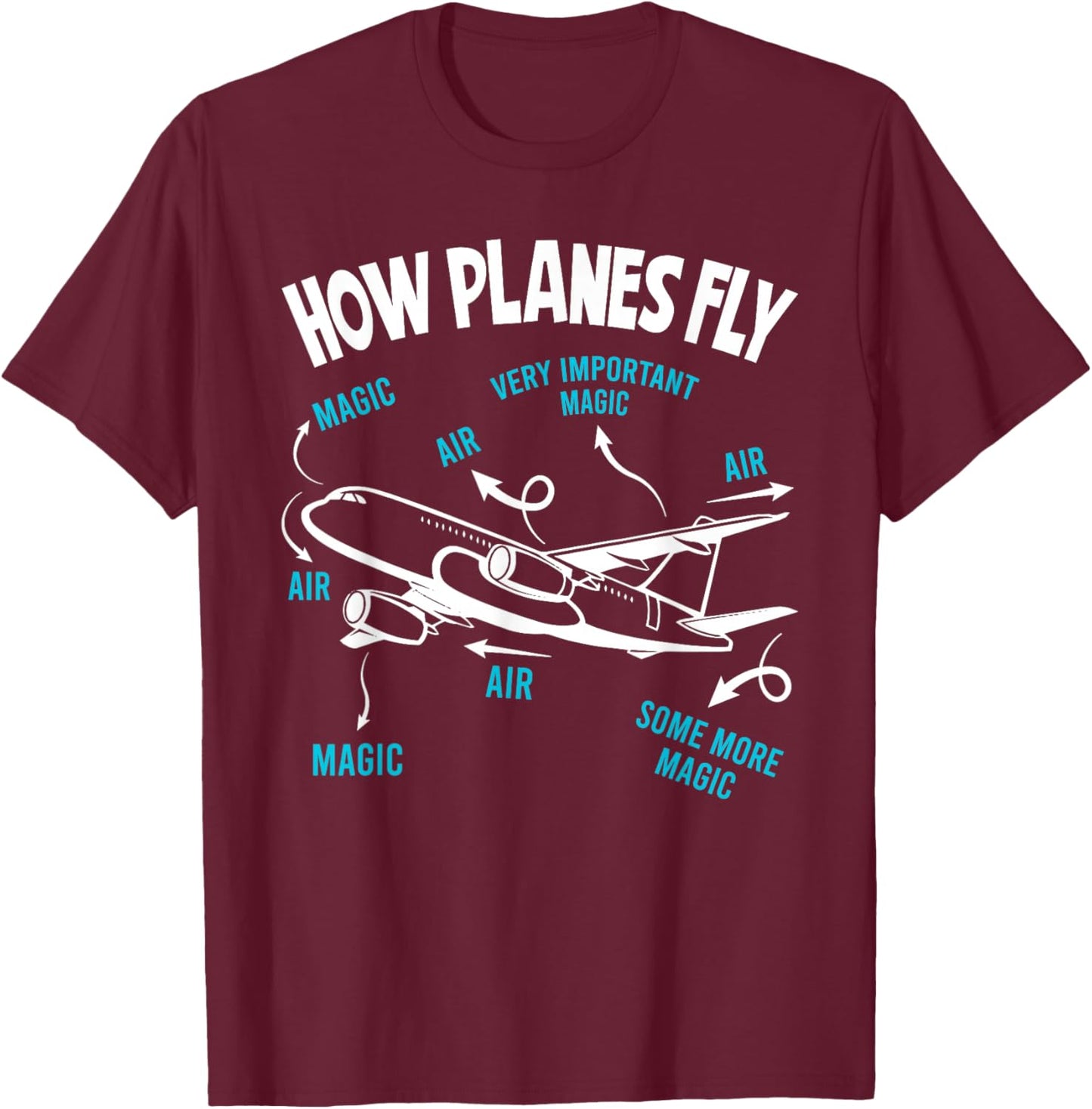 How Planes Fly Funny Aerospace Engineer Engineering T-Shirt - T-Shirt | Maroon