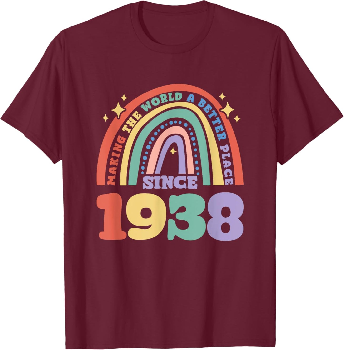 Making the world a better place since 1938, 1938 Birthday T-Shirt - T-Shirt | Maroon
