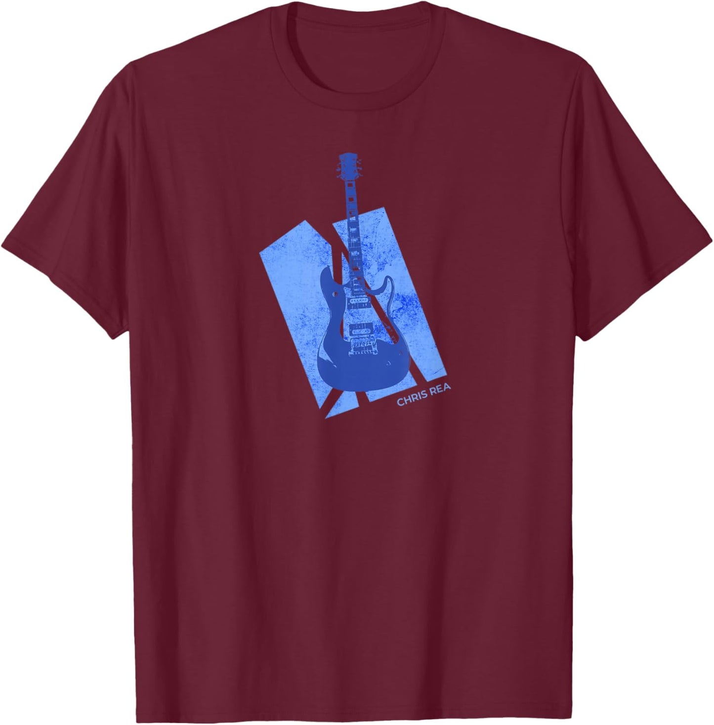 Chris Rea Logo and Guitar Official T-Shirt - T-Shirt | Maroon