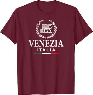 Venezia Italia Winged Lion of Saint Mark Vintage Italian T-Shirt - T-Shirt | Maroon
