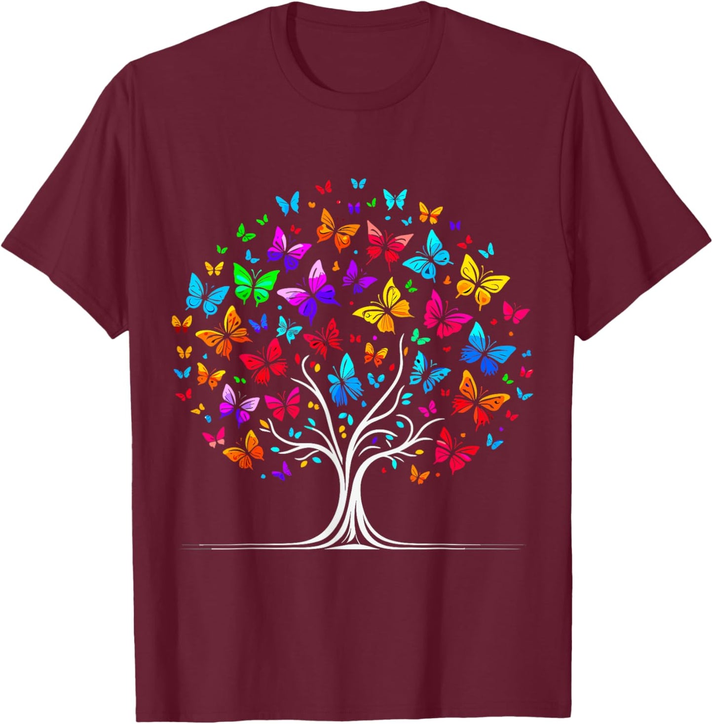 Butterfly Tree T-Shirt - T-Shirt | Maroon
