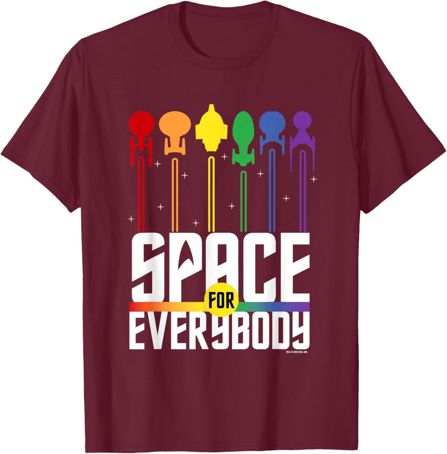 Star Trek Pride Space for Everybody Officially Licensed T-Shirt - T-Shirt | Maroon