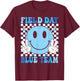 Field Day Blue Team Retro Smile Teacher Kids Field Day 2026 T-Shirt - T-Shirt | Maroon