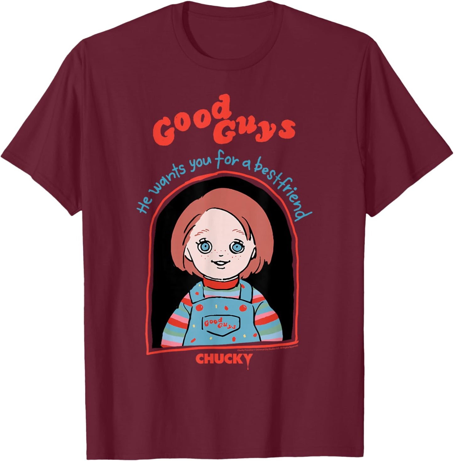 Chucky Good Guys Doll Box Doodle T-Shirt - T-Shirt | Maroon