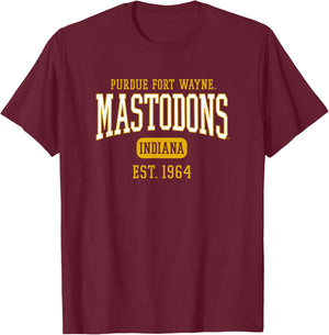 Purdue University Fort Wayne Mastodons Est. Date T-Shirt - T-Shirt | Maroon