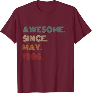40 Years Old Awesome Since May 1986 40th Birthday T-Shirt - T-Shirt | Maroon