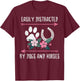 Easily Distracted Dogs Horses Equestrian Women Girls Kids T-Shirt - T-Shirt | Maroon