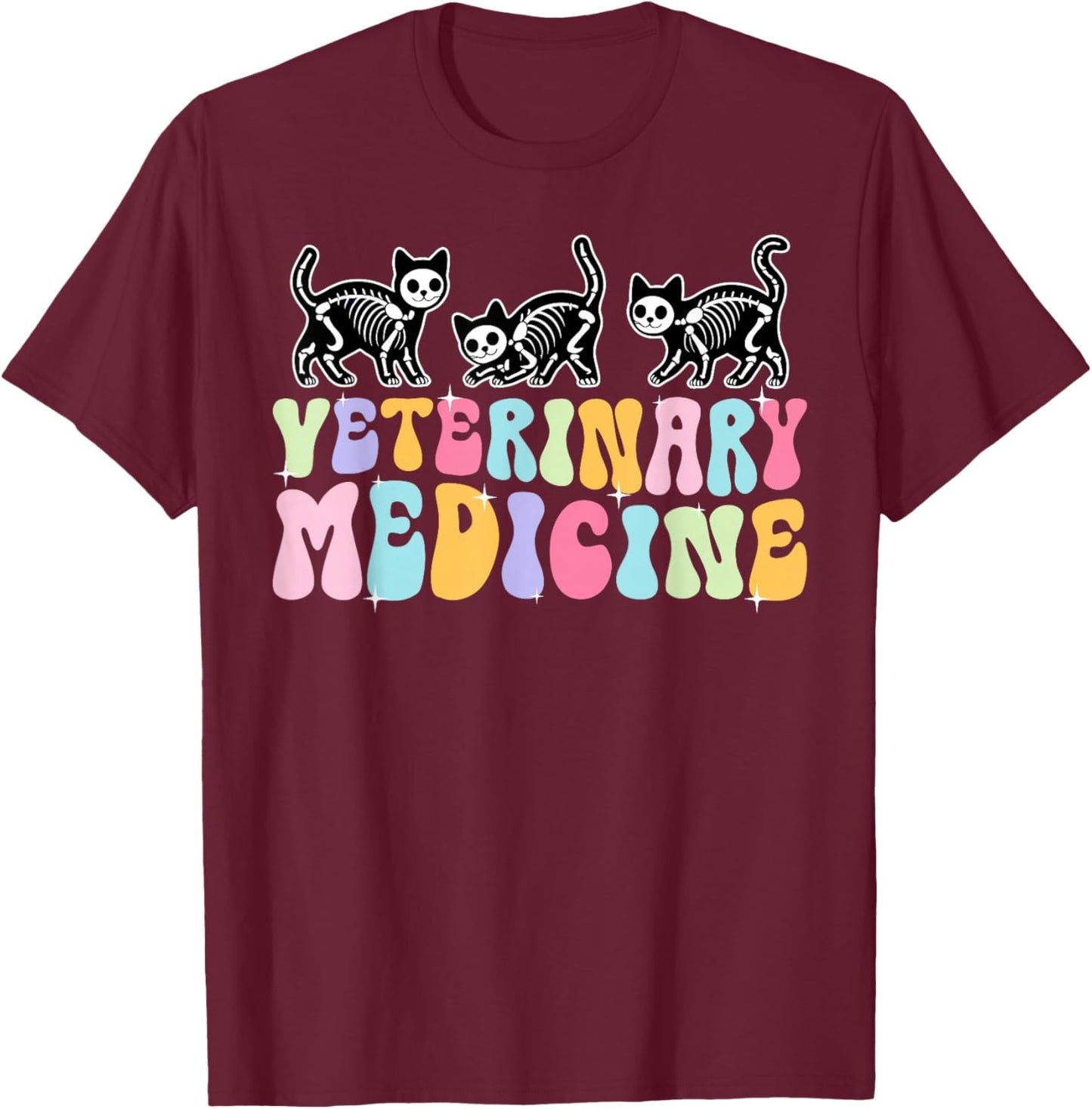 Veterinary Medicine Vet Med Veterinarian Vet Medicine Groovy T-Shirt - T-Shirt | Maroon