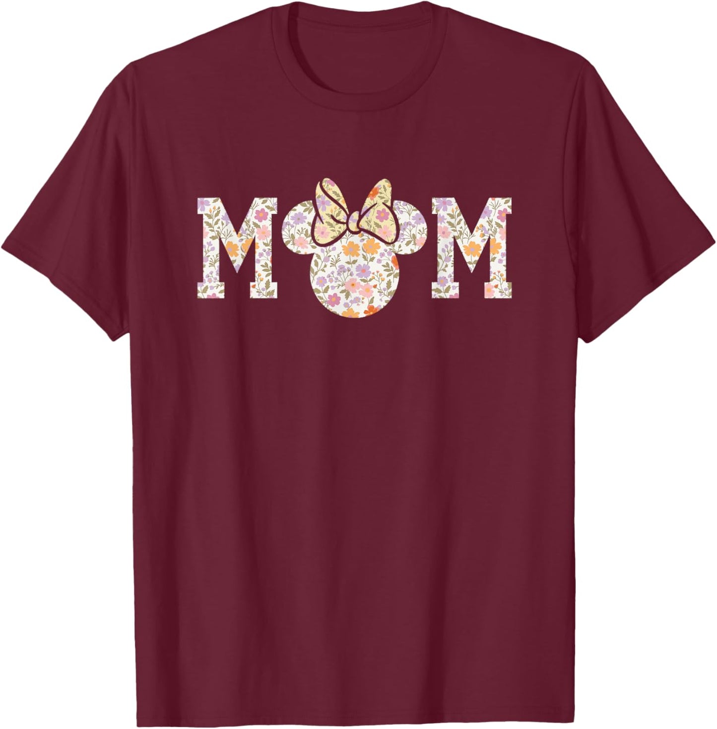 Disney Minnie Mouse Mother's Day Mom Floral Pattern T-Shirt - T-Shirt | Maroon