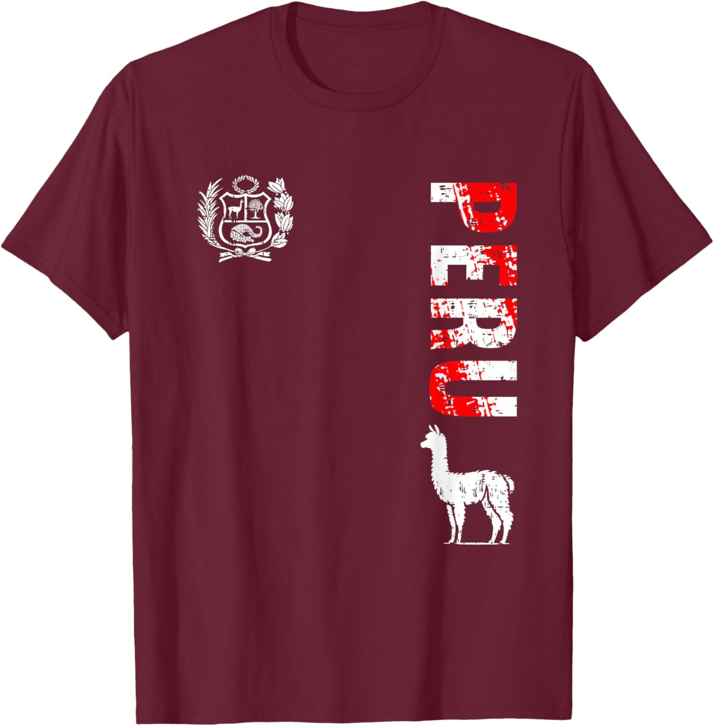 Peru Peruvian Llama Men Women Kids T-Shirt - T-Shirt | Maroon