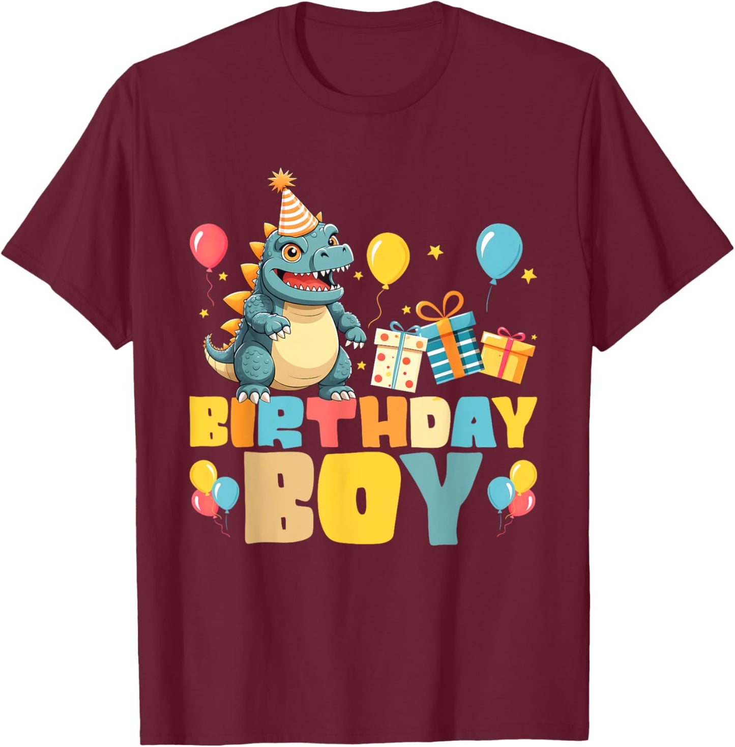 Birthday Boy Japanese Monster Kaiju Bday Party Kids Boys T-Shirt - T-Shirt | Maroon