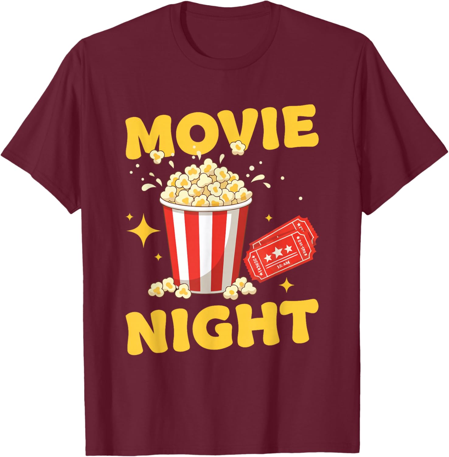 Move Night Matching Family Movie Night T-Shirt - T-Shirt | Maroon