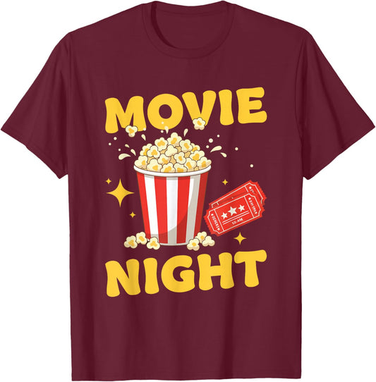 Move Night Matching Family Movie Night T-Shirt - T-Shirt | Maroon