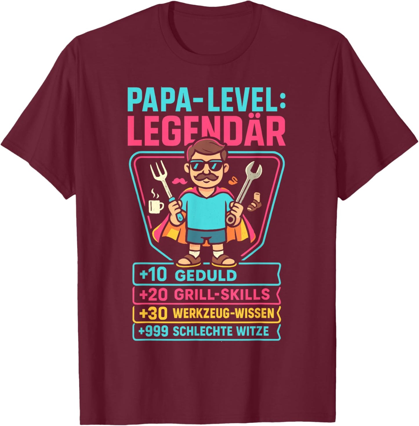 Papa Geschenk Papa Vatertag Shirt Herren Lustig Papa T-Shirt - T-Shirt | Maroon