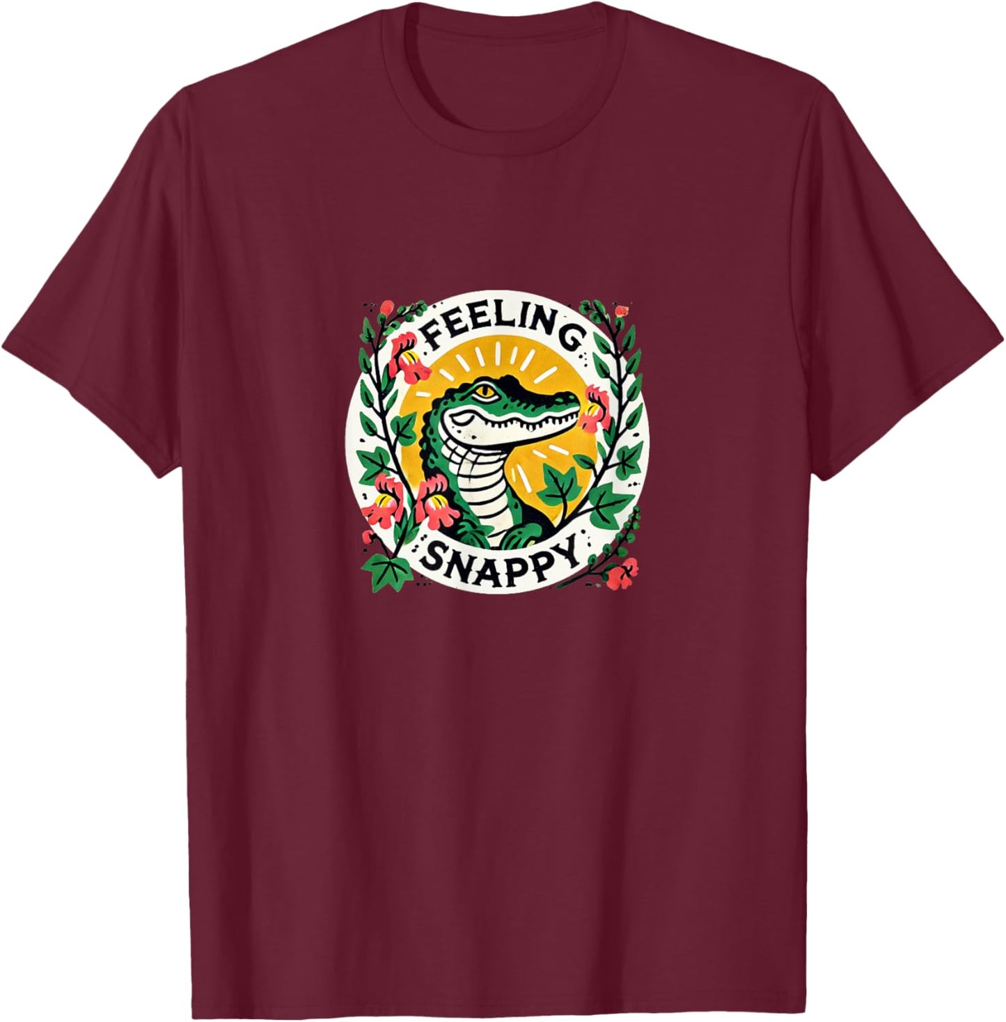 Feeling Snappy Alligator Art T-Shirt - T-Shirt | Maroon