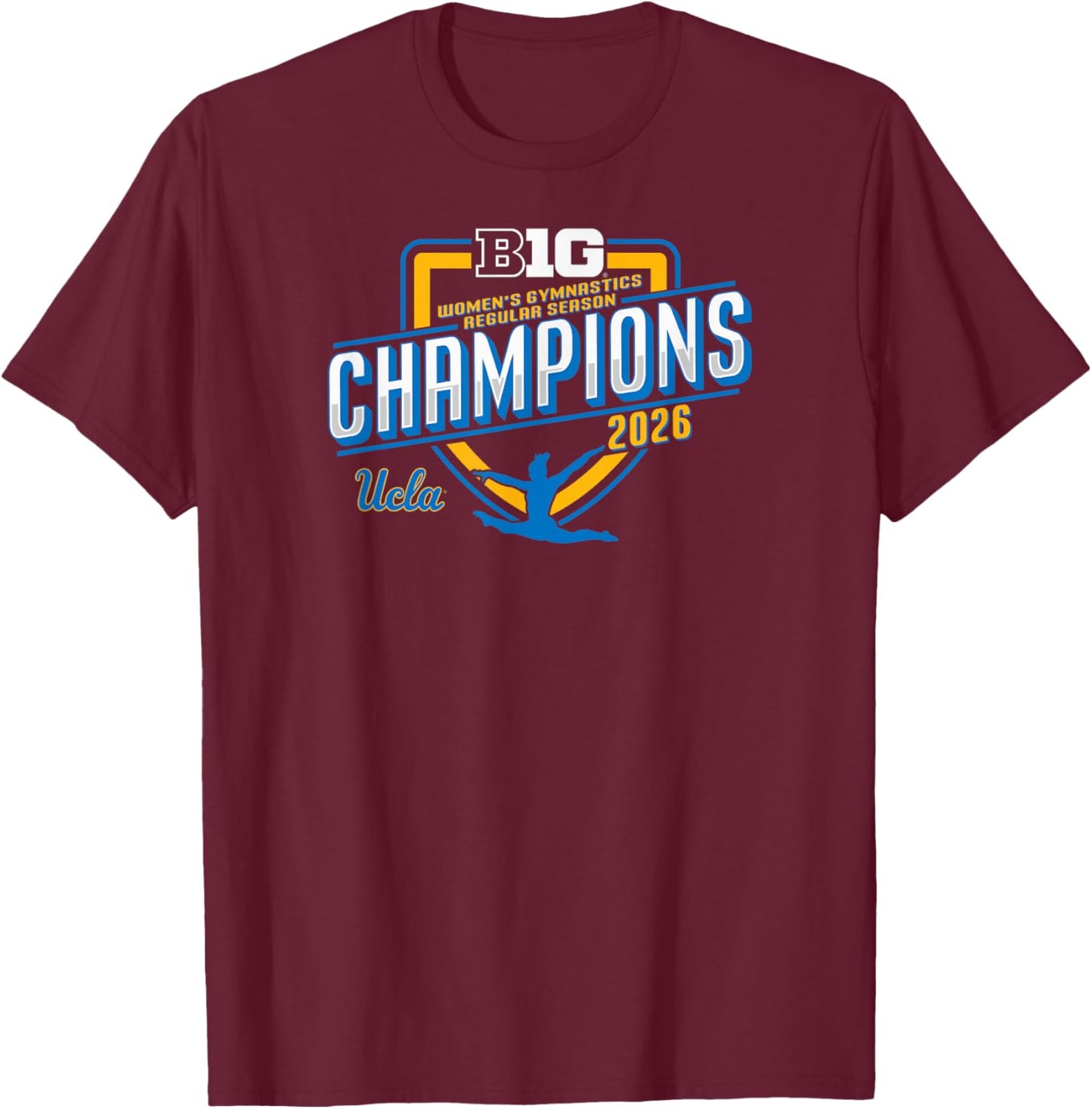 UCLA Bruins Women's Gymnastics Big Ten Champs 2026 Season T-Shirt - T-Shirt | Maroon