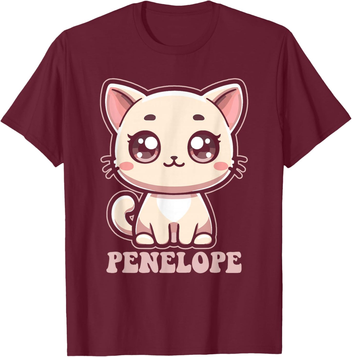 Penelope Motif Chat Mignon pour Fille Nom Penelope T-Shirt - T-Shirt | Maroon