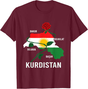 Kurdistan Flag Nowruz, Bakur Rojava Bashur, I Love Kurdistan T-Shirt - T-Shirt | Maroon