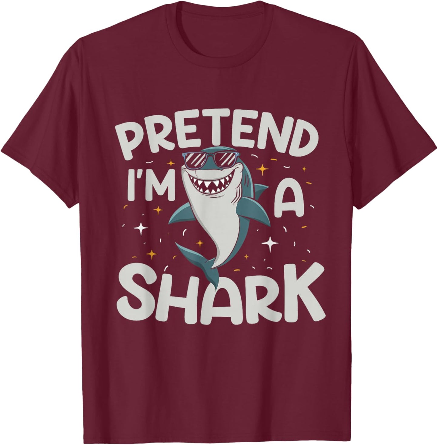 Pretend I'm A Shark Funny Lazy Halloween Matching Costume T-Shirt - T-Shirt | Maroon