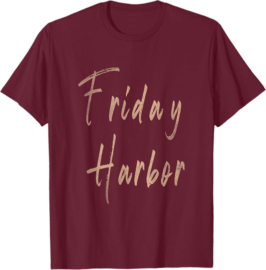 Friday Harbor Washington Vintage Elegant Design T-Shirt - T-Shirt | Maroon