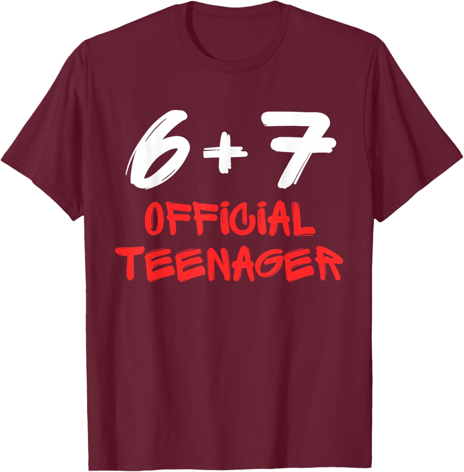 Funny 13th Birthday Official Teenager 6+7 Year Old Boys Kids T-Shirt - T-Shirt | Maroon