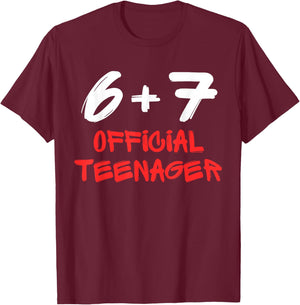 Funny 13th Birthday Official Teenager 6+7 Year Old Boys Kids T-Shirt - T-Shirt | Maroon