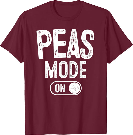 Peas Mode On Costume Funny Green Peas Gift Vegetarian Farmer T-Shirt - T-Shirt | Maroon