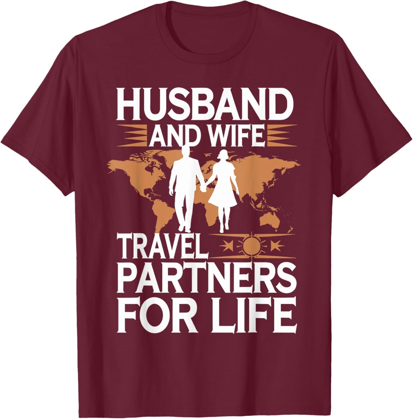 Husband And Wife Travel Partners For Life T-Shirt - T-Shirt | Maroon