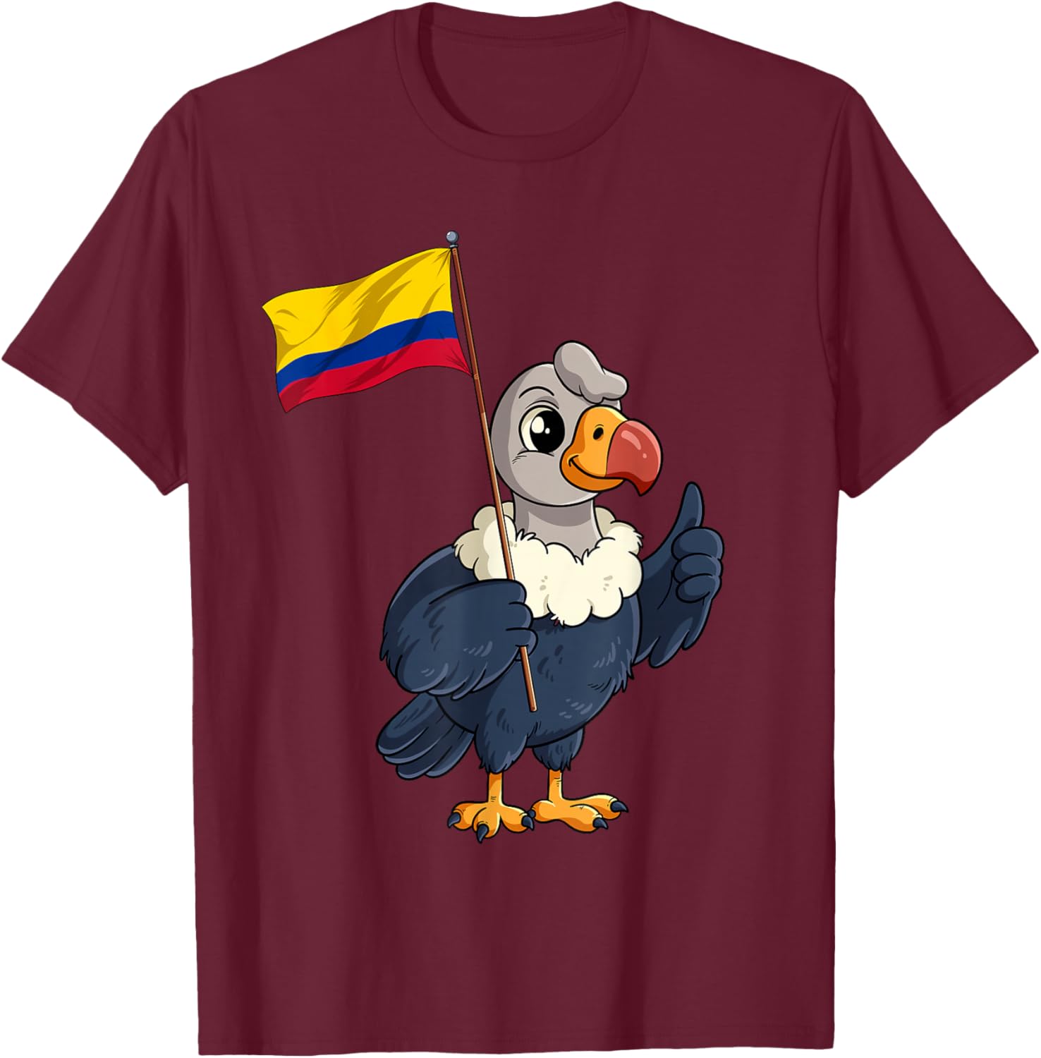 Andean Condor Colombia Flag T-Shirt - T-Shirt | Maroon