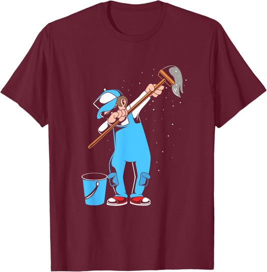 Funny School Custodian Janitor Dabbing T-Shirt - T-Shirt | Maroon