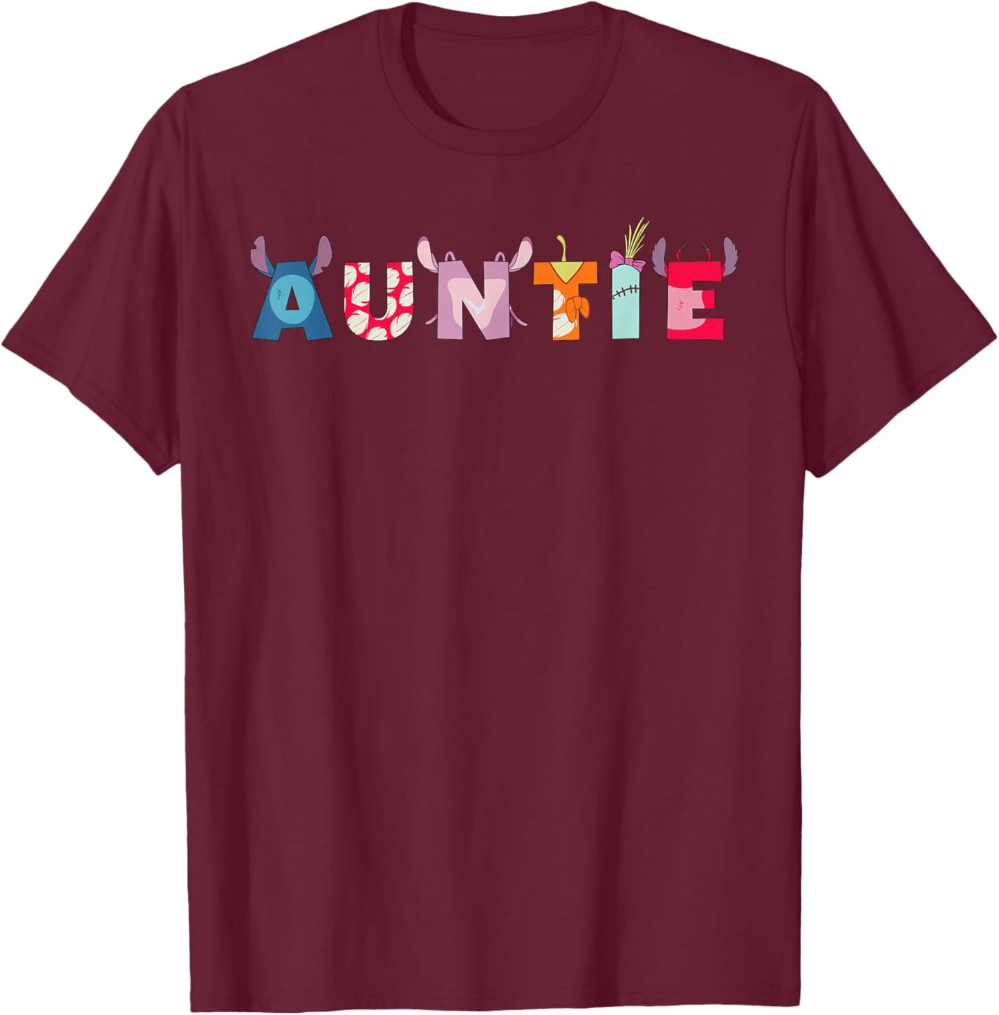 Disney Lilo & Stitch Auntie Birthday Gift Family Disney Trip T-Shirt - T-Shirt | Maroon