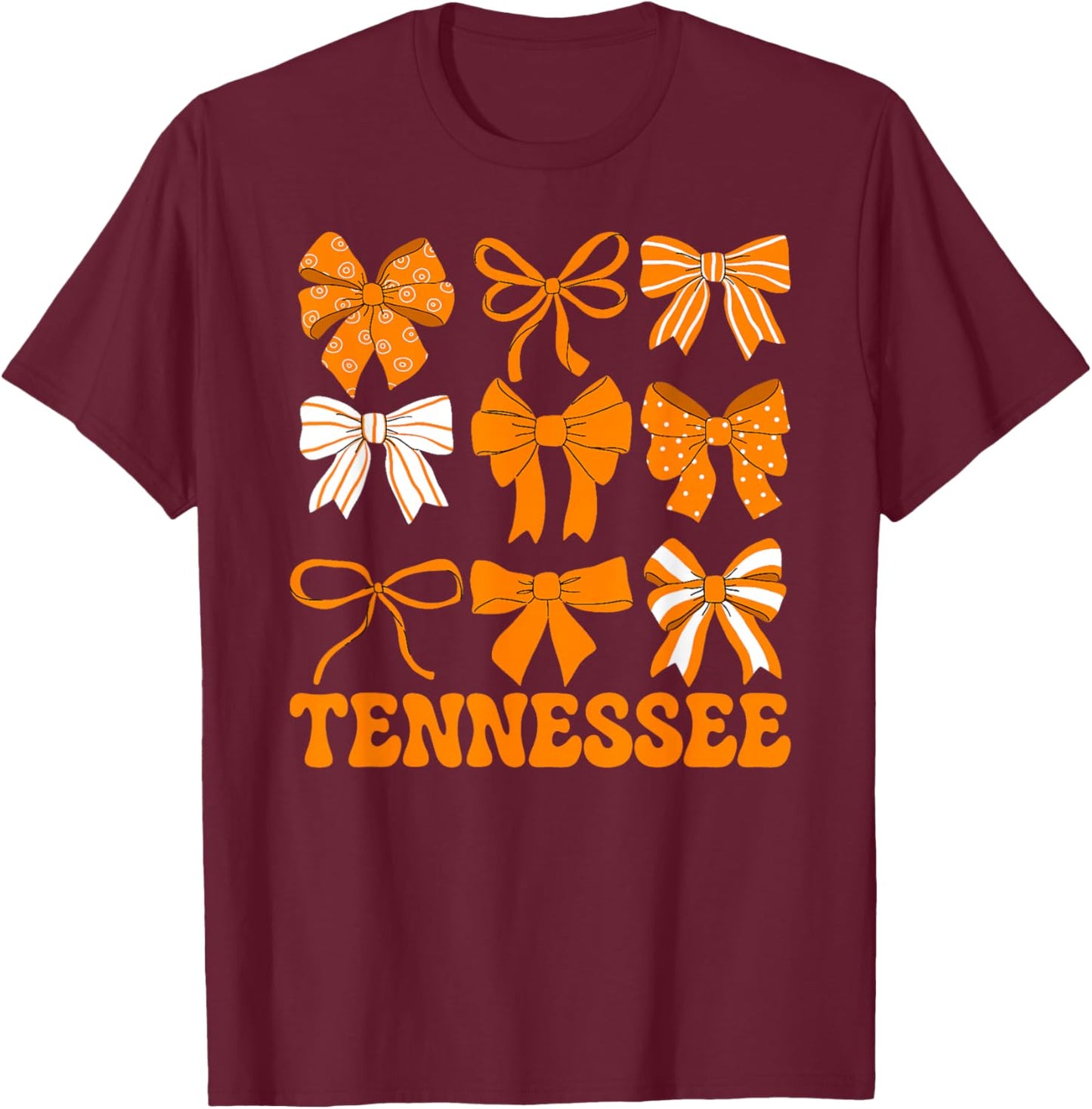 Tennessee Groovy Coquette Bow Design Girls Kids T-Shirt - T-Shirt | Maroon