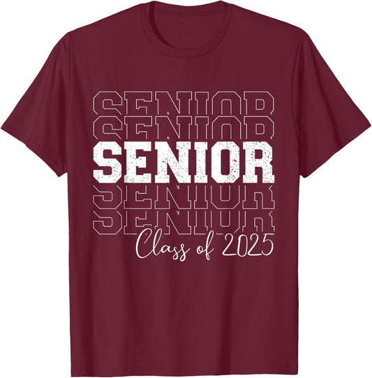 Senior 2025 graduate college university graduation class of T-Shirt - T-Shirt | Maroon