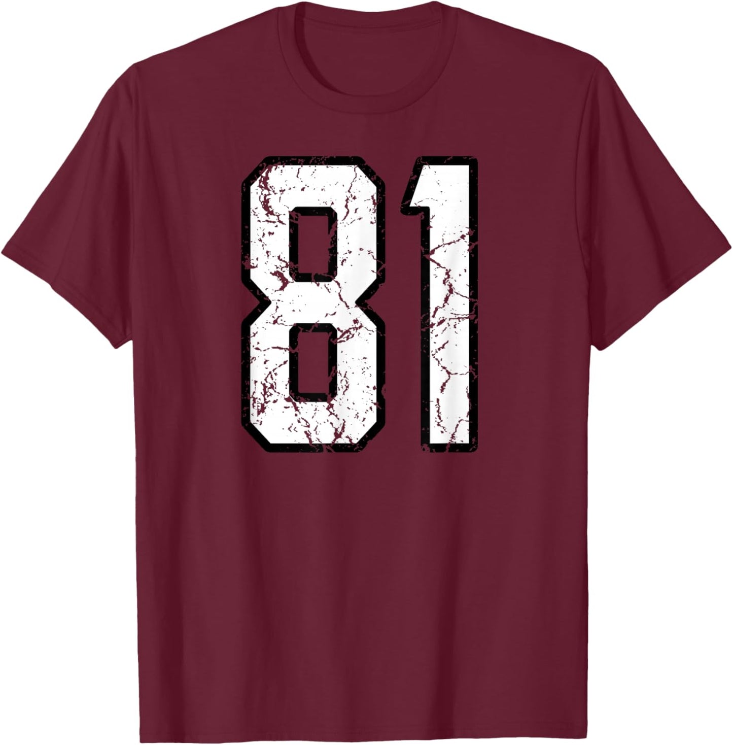 White and Black Sports Number 81 Jersey Uniform Player T-Shirt - T-Shirt | Maroon