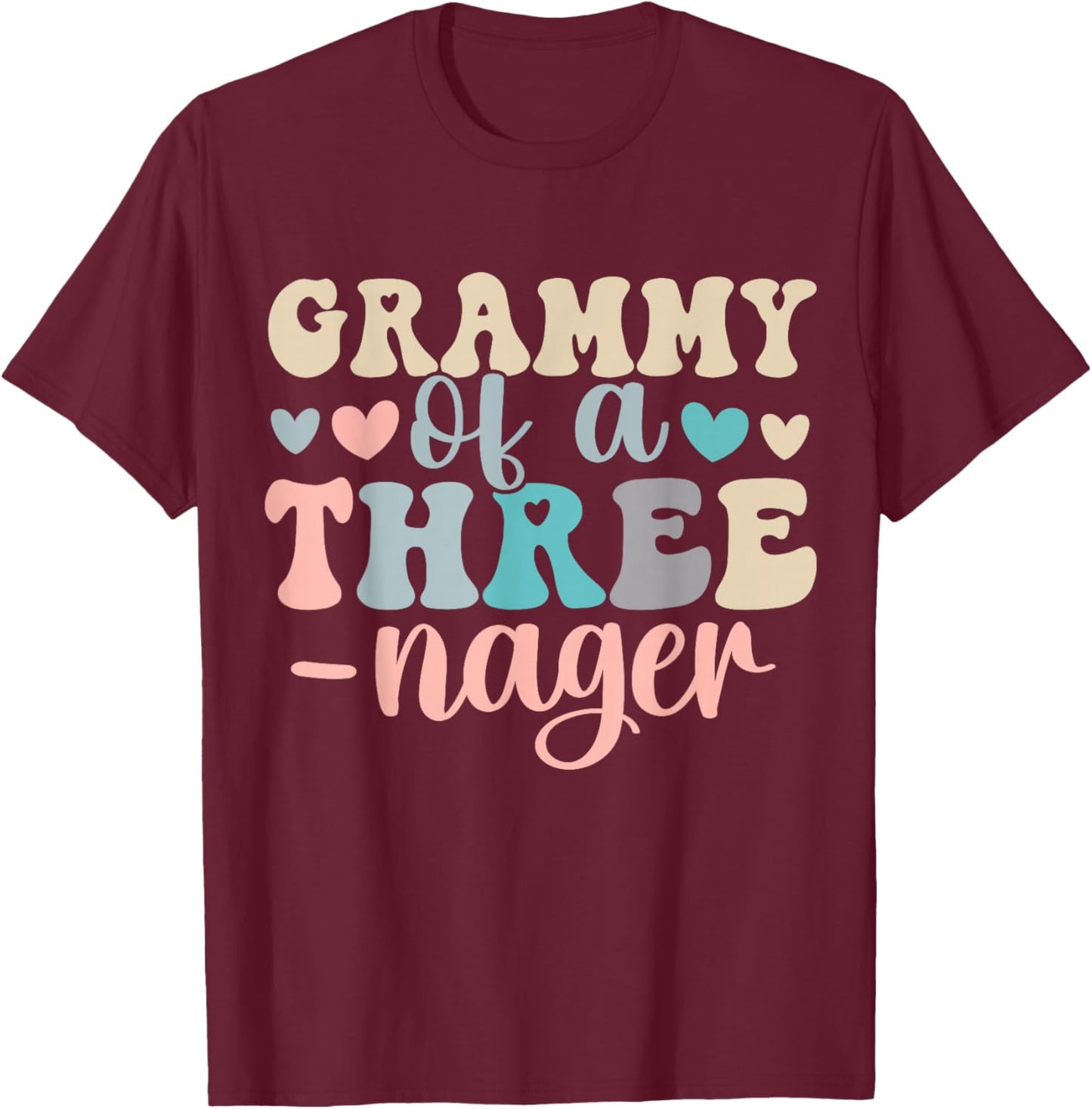 Grammy of A Threenager 3rd Birthday Matching Family Boho T-Shirt - T-Shirt | Maroon