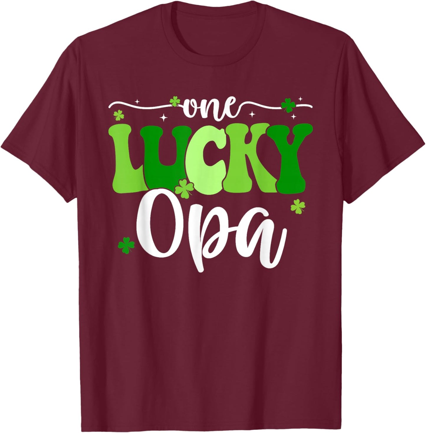 One Lucky Opa Groovy Retro Opa St Patrick's Day T-Shirt - T-Shirt | Maroon