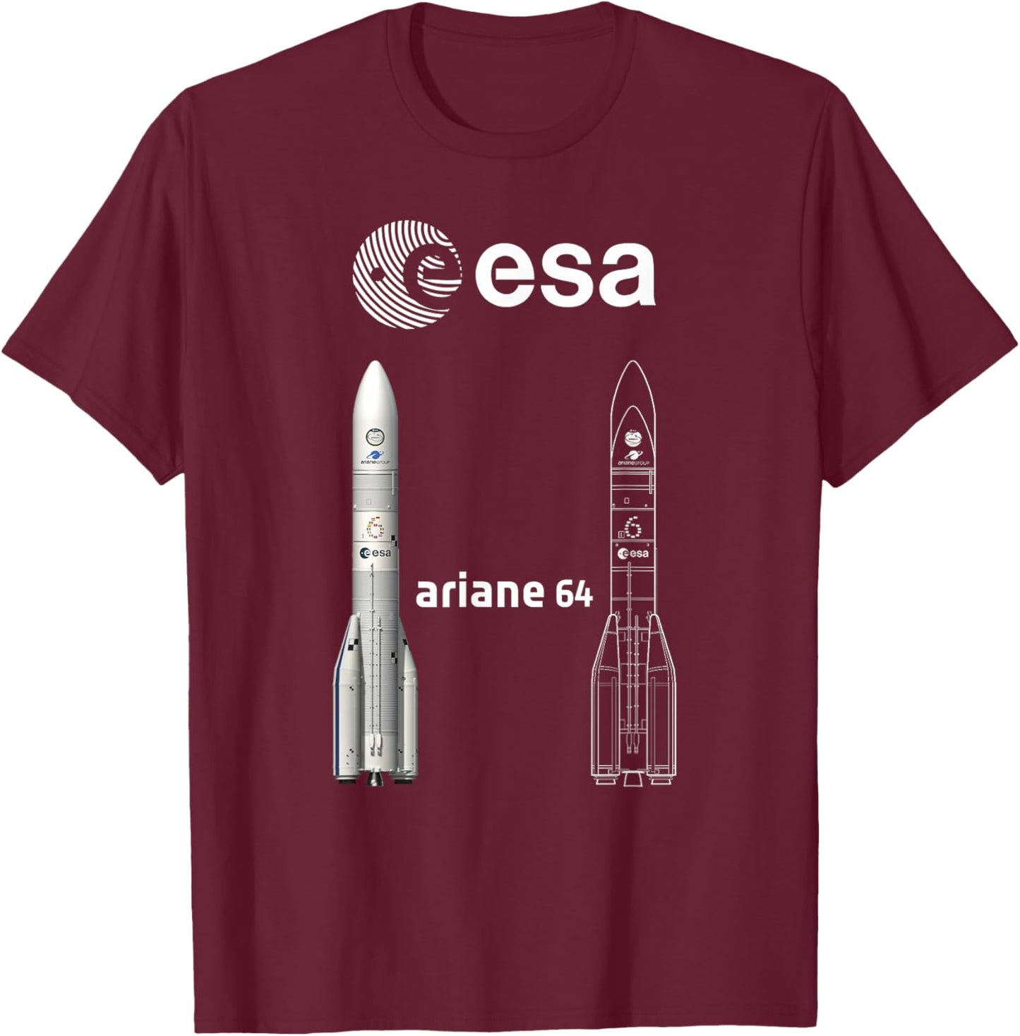 ESA Ariane 64 Booster Rocket T-Shirt - T-Shirt | Maroon
