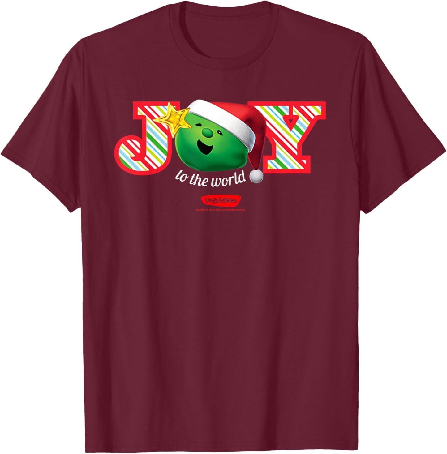 VeggieTales Joy to The World Singing Percy Pea T-Shirt - T-Shirt | Maroon