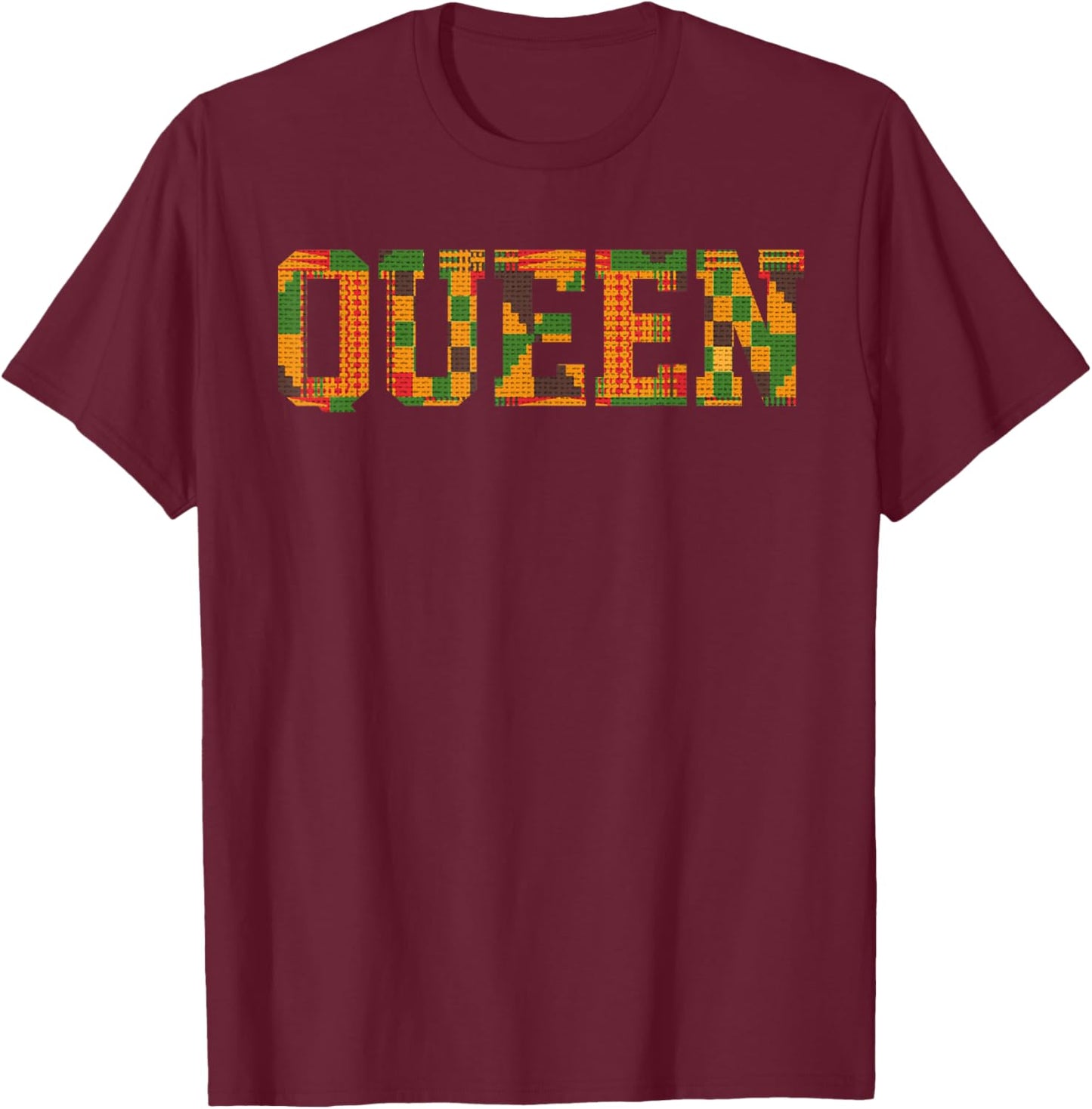 African Queen Art Girls Kente Cloth African Print T-Shirt - T-Shirt | Maroon