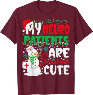 Funny Neuro Christmas Snowmies Cute Neuroscience Nurse T-Shirt - T-Shirt | Maroon