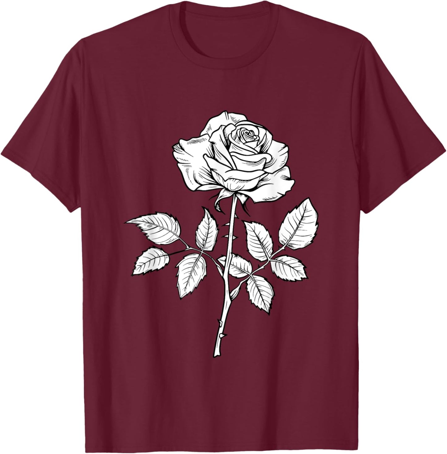 White Rose Graphic T-Shirt - T-Shirt | Maroon