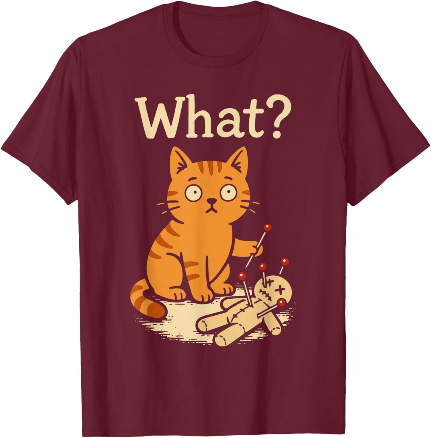 Novelty Graphic Men Kids Women Funny Cat T-Shirt - T-Shirt | Maroon