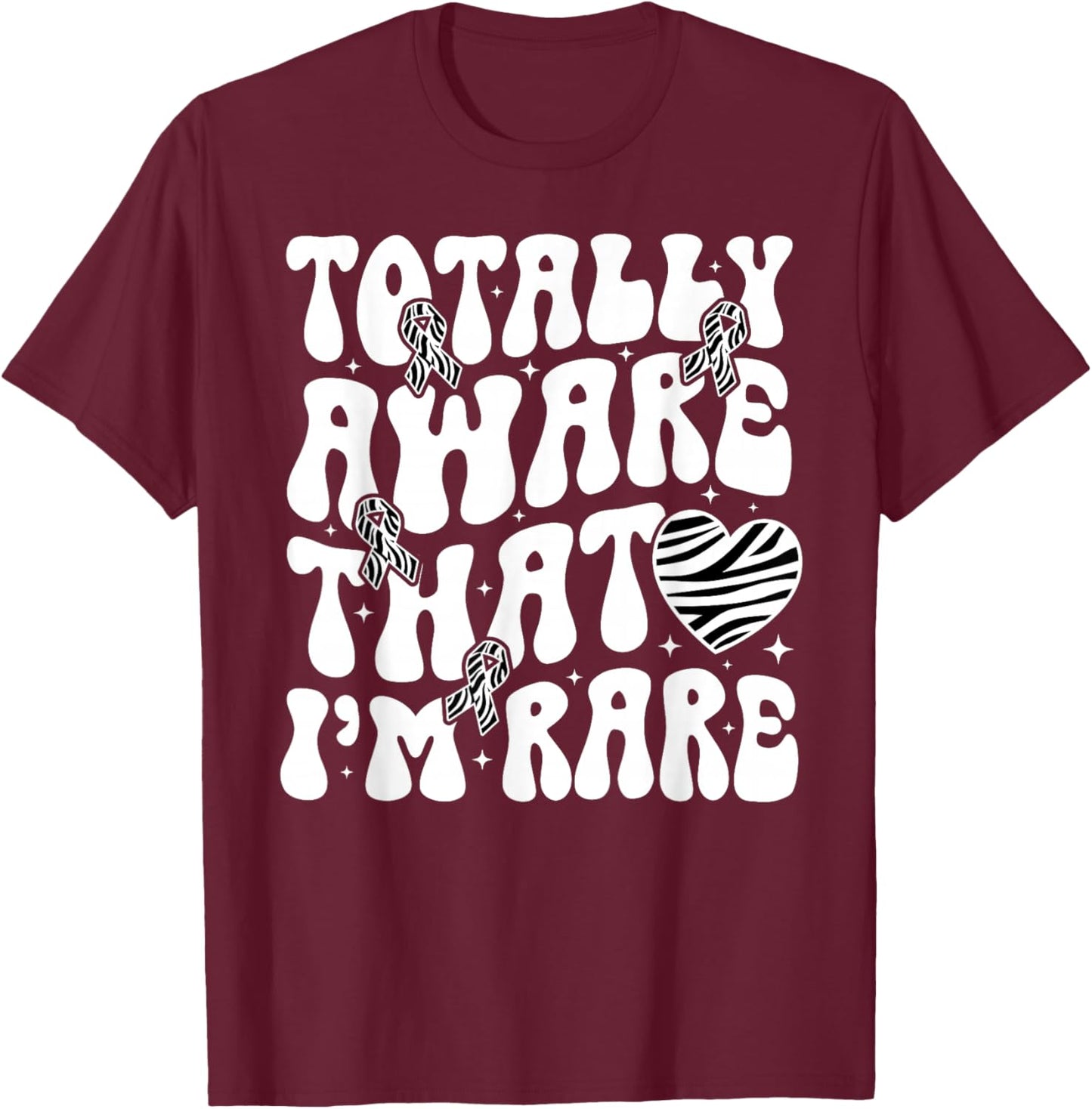 Aware That I'm Rare Disease Warrior Rare Disease Awareness T-Shirt - T-Shirt | Maroon
