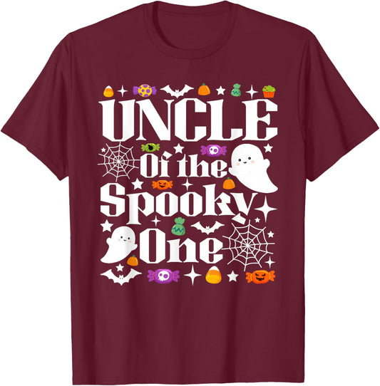 Uncle of The Spooky One Halloween First Birthday Boy T-Shirt - T-Shirt | Maroon