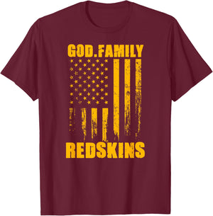 Indian Creek Redskins God. Family. Vintage USA Flag T-Shirt - T-Shirt | Maroon