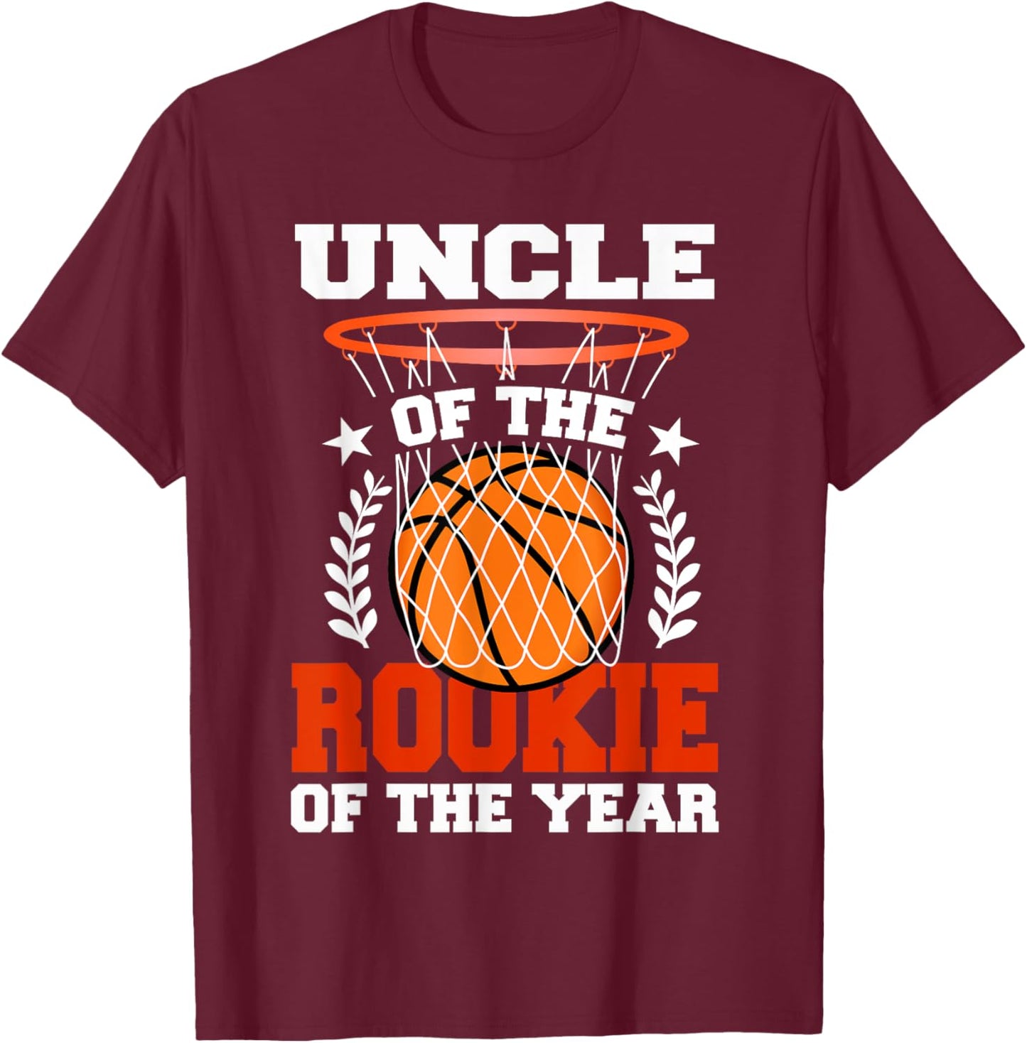 Uncle Of Rookie 1st Basketball Birthday Theme Matching T-Shirt - T-Shirt | Maroon