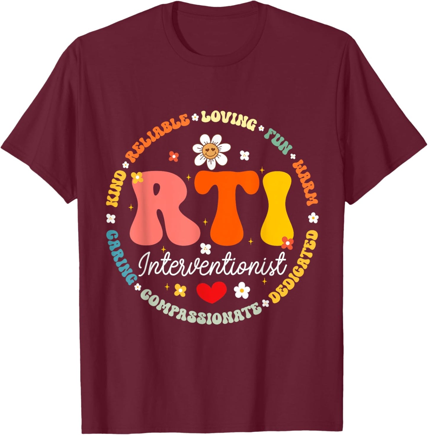 Groovy RTI Interventionist T Response Teacher Squad Women Kids T-Shirt - T-Shirt | Maroon